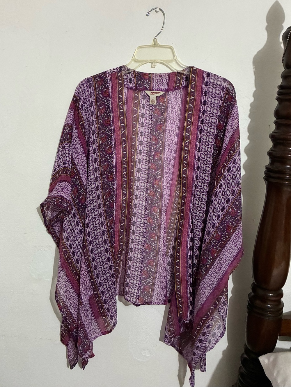 Arizona Jean Company Purple Multi Boho Open-Front Kimono